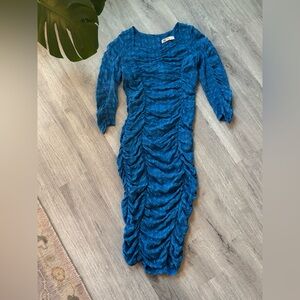 Zara Textured Blue Dress